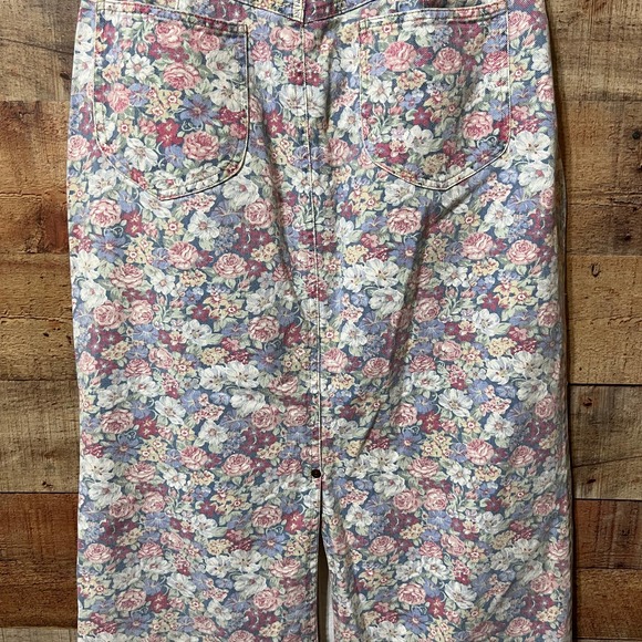 Vintage Floral Denim Midi Pencil Skirt Size 10 - Picture 8 of 12